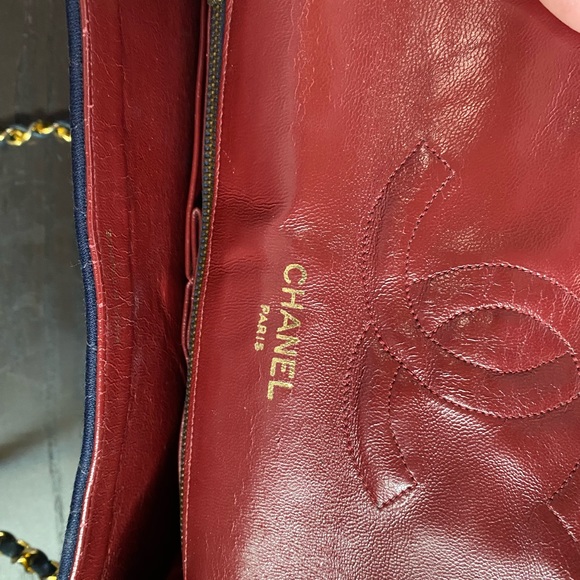 Chanel Blue Quilted Jersey Fabric Vintage Medium Classic Double Flap Bag - Picture 6 of 6